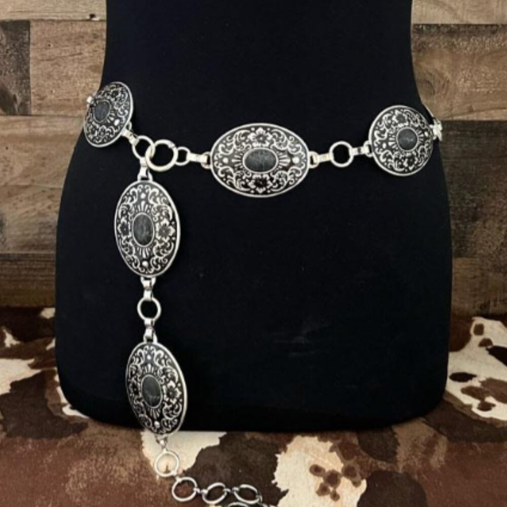 Western Simi Stone Light Metal Concho Belt